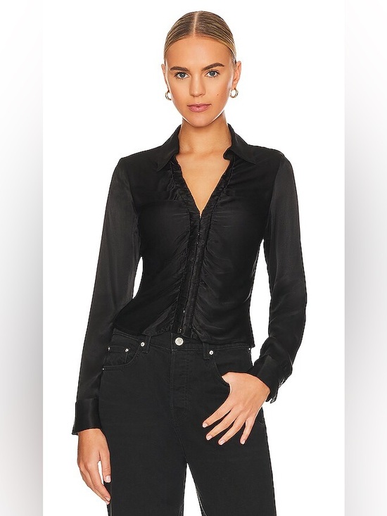 Astr Tops - ASTR Silk Black Corset Button Front Blouse XS- never worn!
